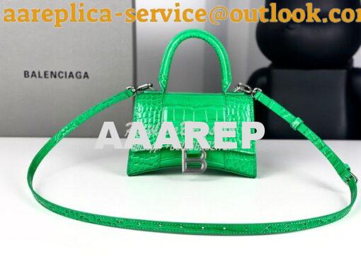 Replica Balenciaga Hourglass Top Handle Bag In Shiny Crocodile Embosse 16