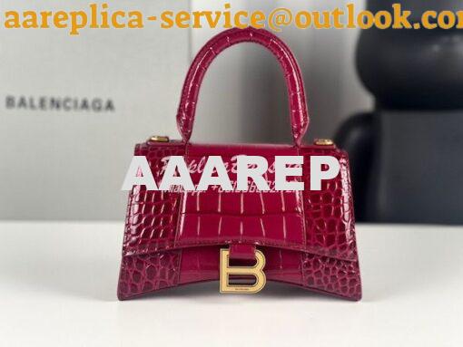 Replica Balenciaga Hourglass Top Handle Bag In Shiny Crocodile Embosse 3