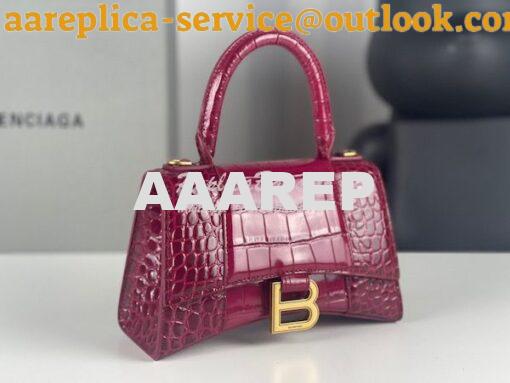 Replica Balenciaga Hourglass Top Handle Bag In Shiny Crocodile Embosse 4