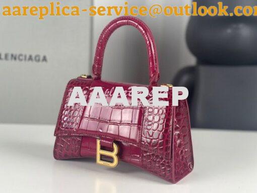 Replica Balenciaga Hourglass Top Handle Bag In Shiny Crocodile Embosse 5