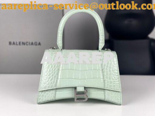 Replica Balenciaga Hourglass Top Handle Bag In Shiny Crocodile Embosse 14