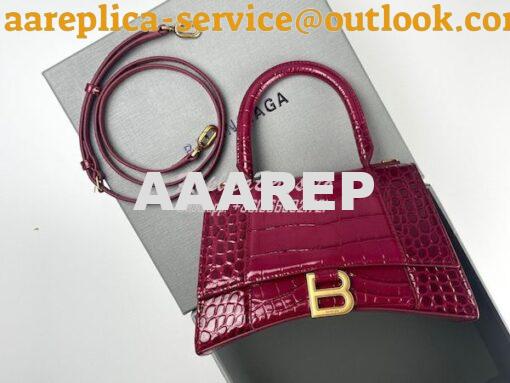 Replica Balenciaga Hourglass Top Handle Bag In Shiny Crocodile Embosse 17