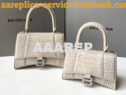 Replica Balenciaga Hourglass Top Handle Bag In Shiny Crocodile Embosse