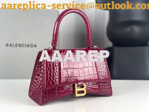 Replica Balenciaga Hourglass Top Handle Bag In Shiny Crocodile Embosse 19