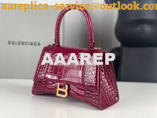 Replica Balenciaga Hourglass Top Handle Bag In Shiny Crocodile Embosse 20