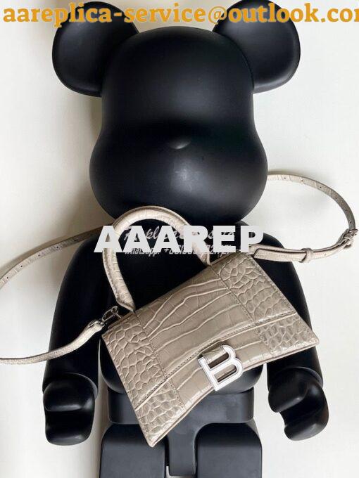 Replica Balenciaga Hourglass Top Handle Bag In Shiny Crocodile Embosse 3