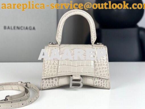 Replica Balenciaga Hourglass Top Handle Bag In Shiny Crocodile Embosse 4