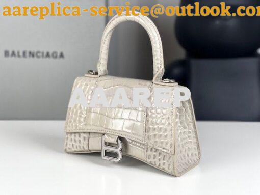 Replica Balenciaga Hourglass Top Handle Bag In Shiny Crocodile Embosse 6