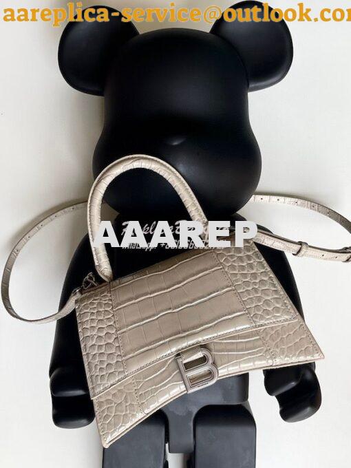 Replica Balenciaga Hourglass Top Handle Bag In Shiny Crocodile Embosse 15