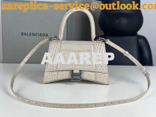 Replica Balenciaga Hourglass Top Handle Bag In Shiny Crocodile Embosse 16