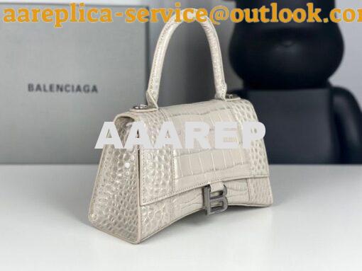 Replica Balenciaga Hourglass Top Handle Bag In Shiny Crocodile Embosse 18