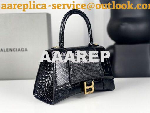 Replica Balenciaga Hourglass XS S Top Handle Handbag In Calfskin Croco 2