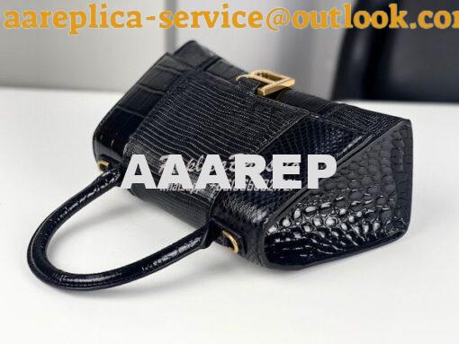 Replica Balenciaga Hourglass XS S Top Handle Handbag In Calfskin Croco 7