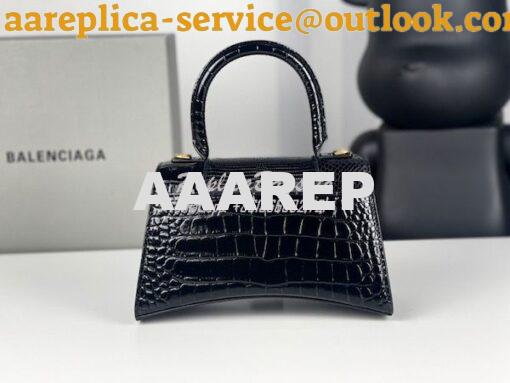 Replica Balenciaga Hourglass XS S Top Handle Handbag In Calfskin Croco 15