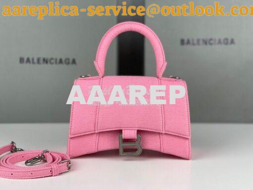 Replica Balenciaga Hourglass XS S Top Handle Handbag In Pink Denim 593 4