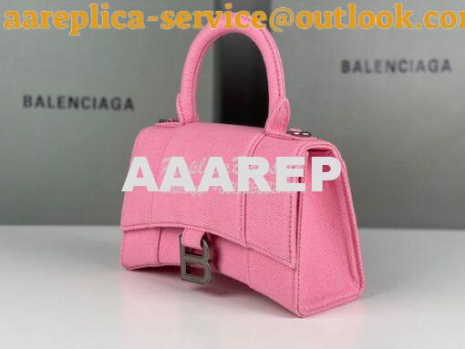 Replica Balenciaga Hourglass XS S Top Handle Handbag In Pink Denim 593 5