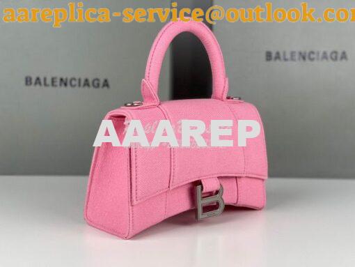 Replica Balenciaga Hourglass XS S Top Handle Handbag In Pink Denim 593 6