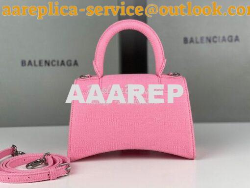 Replica Balenciaga Hourglass XS S Top Handle Handbag In Pink Denim 593 13