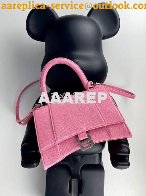 Replica Balenciaga Hourglass XS S Top Handle Handbag In Pink Denim 593 15