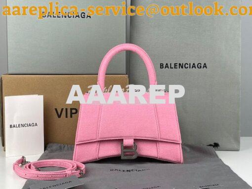 Replica Balenciaga Hourglass XS S Top Handle Handbag In Pink Denim 593 16