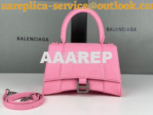 Replica Balenciaga Hourglass XS S Top Handle Handbag In Pink Denim 593 17