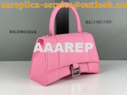 Replica Balenciaga Hourglass XS S Top Handle Handbag In Pink Denim 593 19