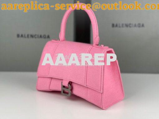 Replica Balenciaga Hourglass XS S Top Handle Handbag In Pink Denim 593 20