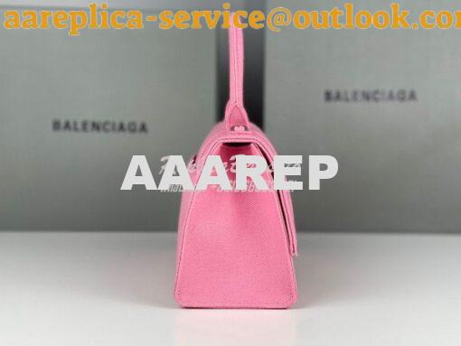 Replica Balenciaga Hourglass XS S Top Handle Handbag In Pink Denim 593 21