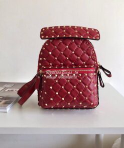 Replica Valentino Garavani Rockstud Spike Mini Leather Backpack Red