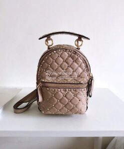 Replica Valentino Garavani Rockstud Spike Mini Leather Backpack Nude