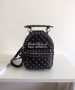 Replica Valentino Garavani Rockstud Spike Mini Leather Backpack Black