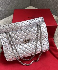 Replica Valentino Garavani Rockstud Spike Medium Metallic Quilted Leat