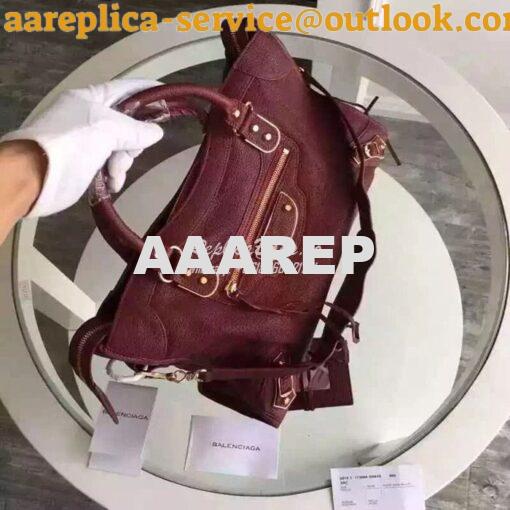 Replica Balenciaga Classic Goatskin Metallic Edge City Wine Red 2