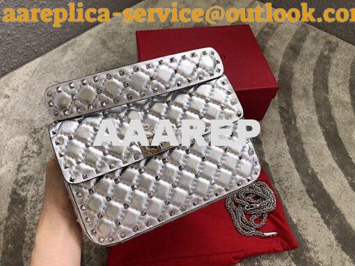 Replica Valentino Garavani Rockstud Spike Medium Metallic Quilted Leat 16