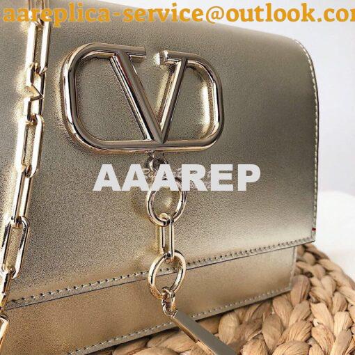 Replica Valentino Garavani Small VCASE Metallic Nappa Leather Bag Plat 4