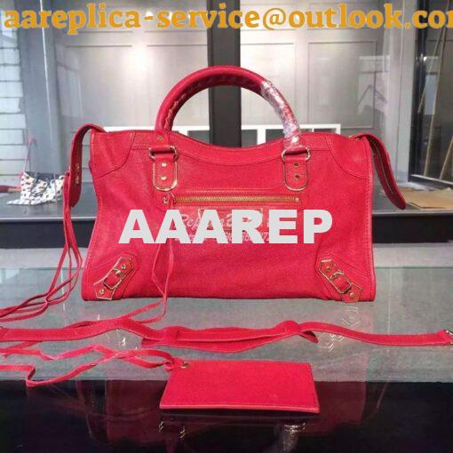 Replica Balenciaga Classic Goatskin Metallic Edge City Red