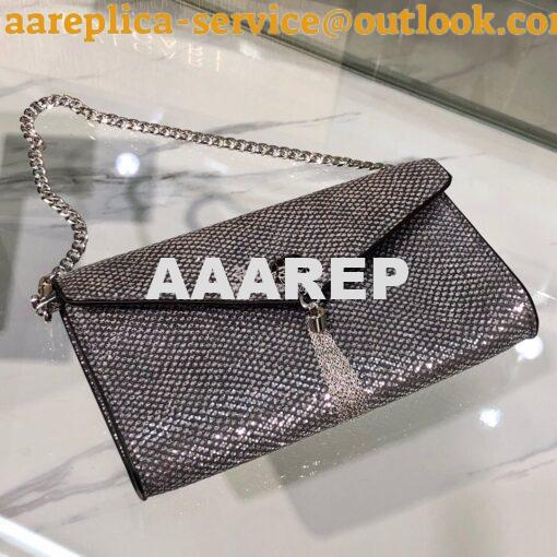 Replica Bvlgari Serpenti Forever Pochette Chain 290329 Charcoal Diamon 3