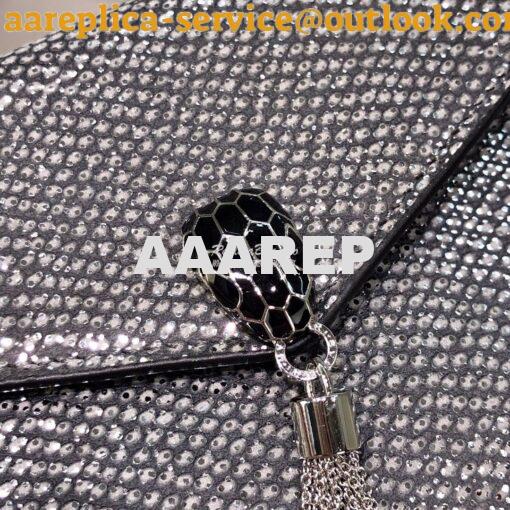 Replica Bvlgari Serpenti Forever Pochette Chain 290329 Charcoal Diamon 4