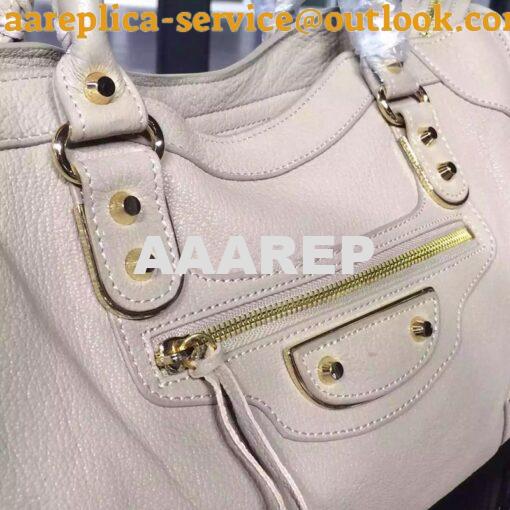 Replica Balenciaga Classic Goatskin Metallic Edge City White 4