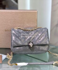 Replica Bvlgari Serpenti Cabochon Small Shoulder Bag 287993 Grey Metal