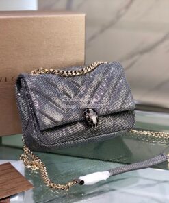 Replica Bvlgari Serpenti Cabochon Small Shoulder Bag 287993 Grey Metal 2