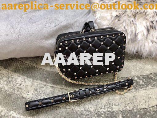 Replica Valentino Rockstud Spike Small Camera Bag QW1B0B60 Black 4