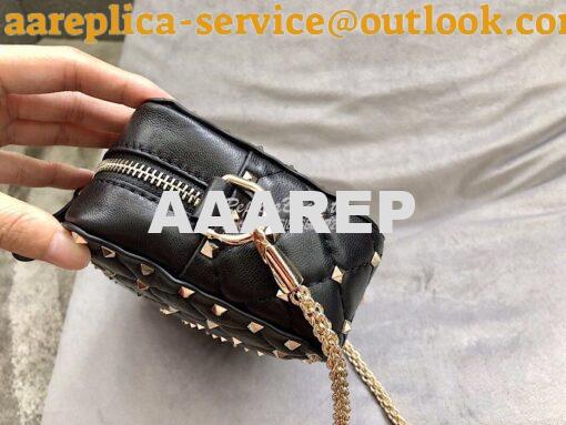 Replica Valentino Rockstud Spike Small Camera Bag QW1B0B60 Black 8