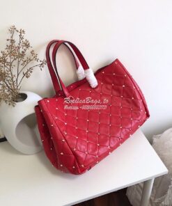 Replica Valentino Garavani Large Quilted Boomstud Top-handle Bag Red 2