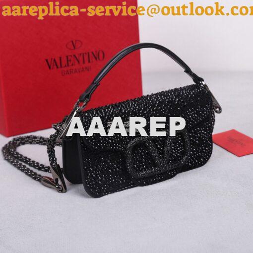 Replica Valentino Small Loco Shoulder Bag With Rhinestones 3W2B0K Blac 2