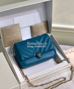 Replica Bvlgari Serpenti Cabochon Micro Shoulder Bag 288755 Blue