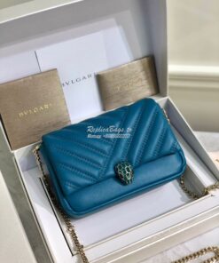 Replica Bvlgari Serpenti Cabochon Micro Shoulder Bag 288755 Blue 2