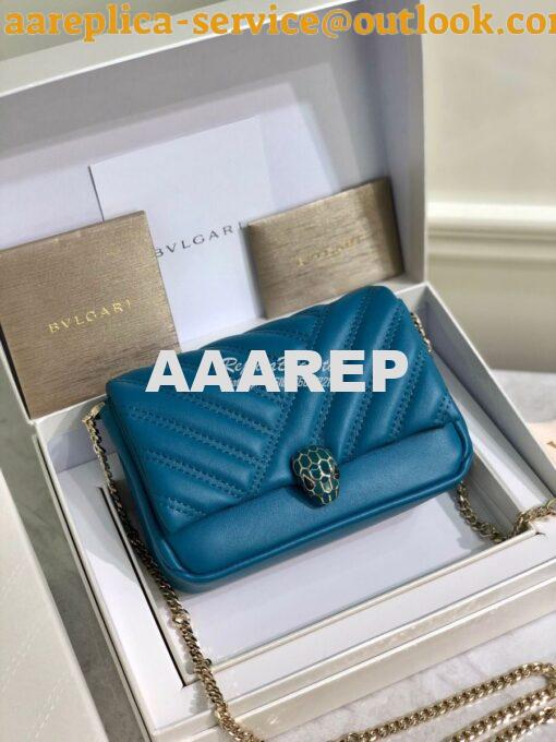 Replica Bvlgari Serpenti Cabochon Micro Shoulder Bag 288755 Blue 2