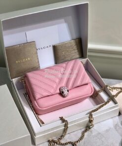 Replica Bvlgari Serpenti Cabochon Micro Shoulder Bag 288755 Pink