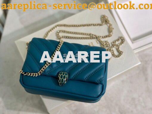 Replica Bvlgari Serpenti Cabochon Micro Shoulder Bag 288755 Blue 3